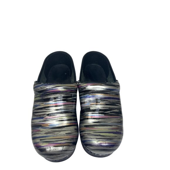 Dansko Women's Metallic Striped Multicolor Patent Clogs Size 36  U.S.- 5.5 / 6 - Picture 3 of 9